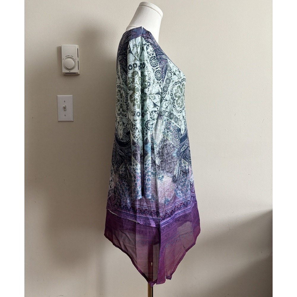 Y2K Inspired Fairy Boho Whimsigoth Top Medium Purple Green Emerald World - Picture 3 of 7